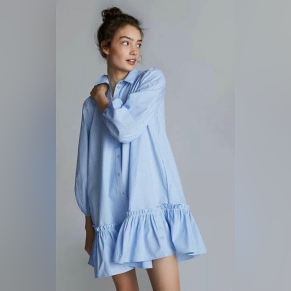 Anthropologie Dresses Anthropologie Sally Ruffled Tunic Button Up